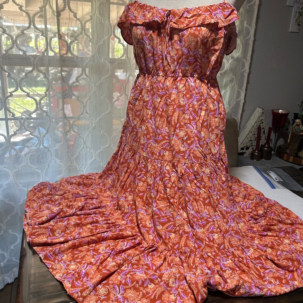 J. Crew Orange Floral Maxi Dress - Picture 6 of 12